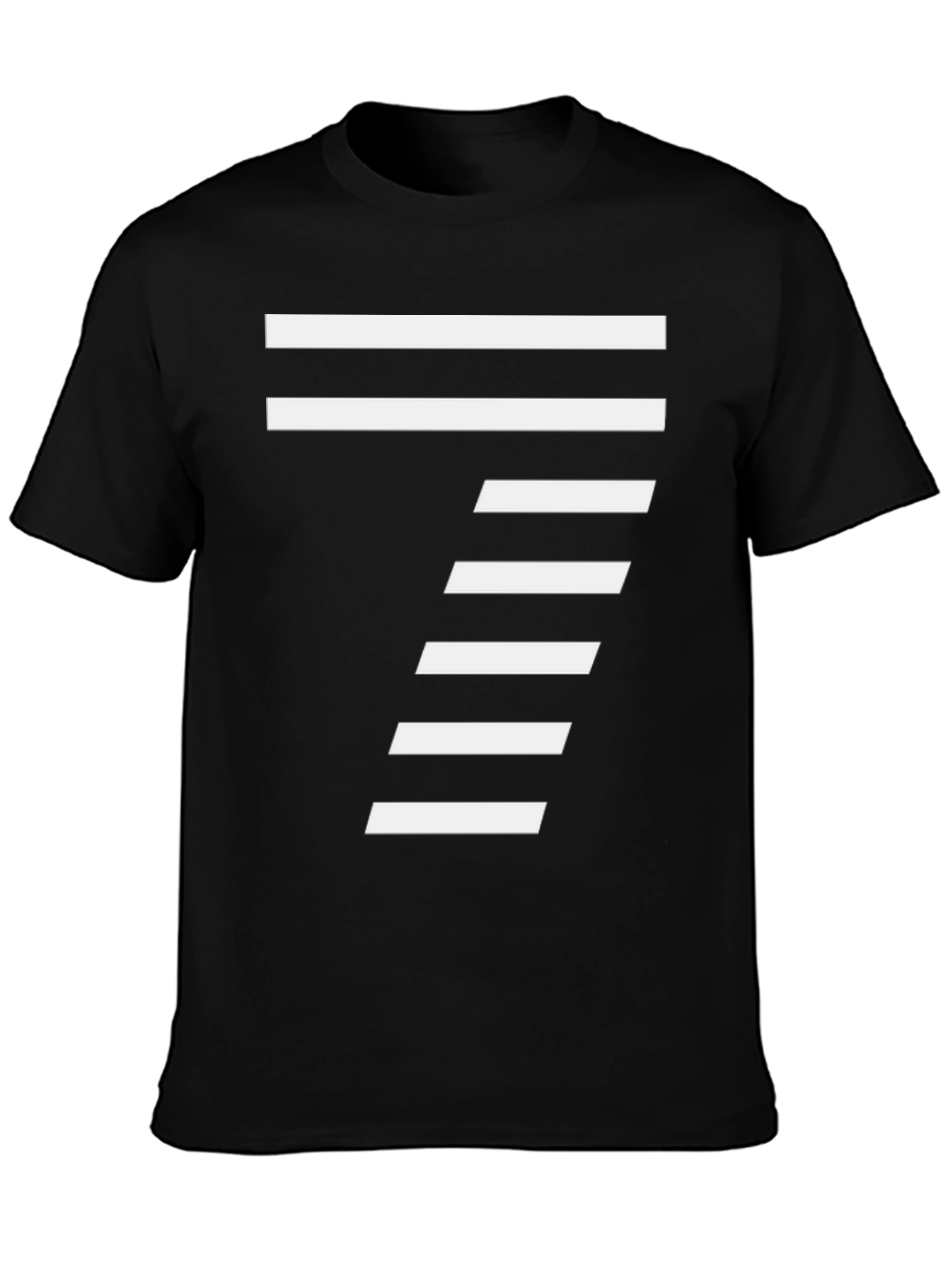 Camiseta Negra con Diseño Abstracto Número 7 Blanco