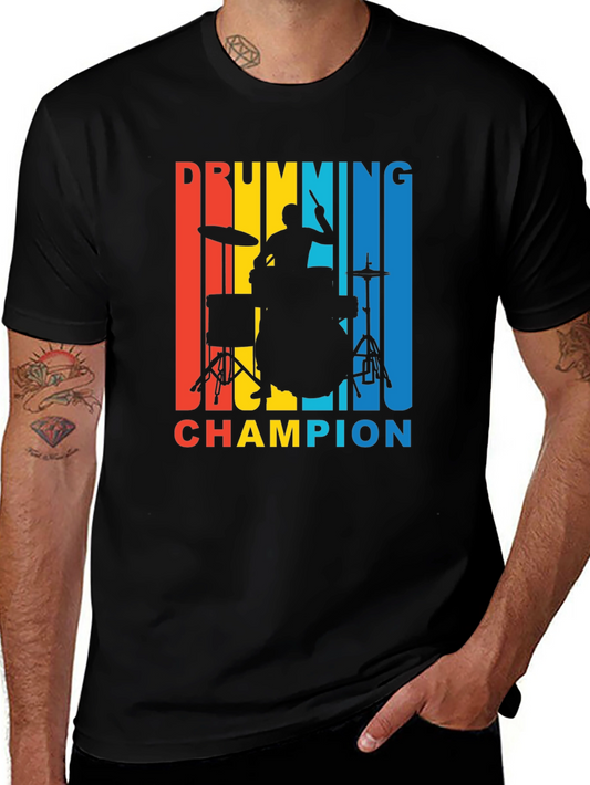 Camiseta Negra Drumming Champion Vintage
