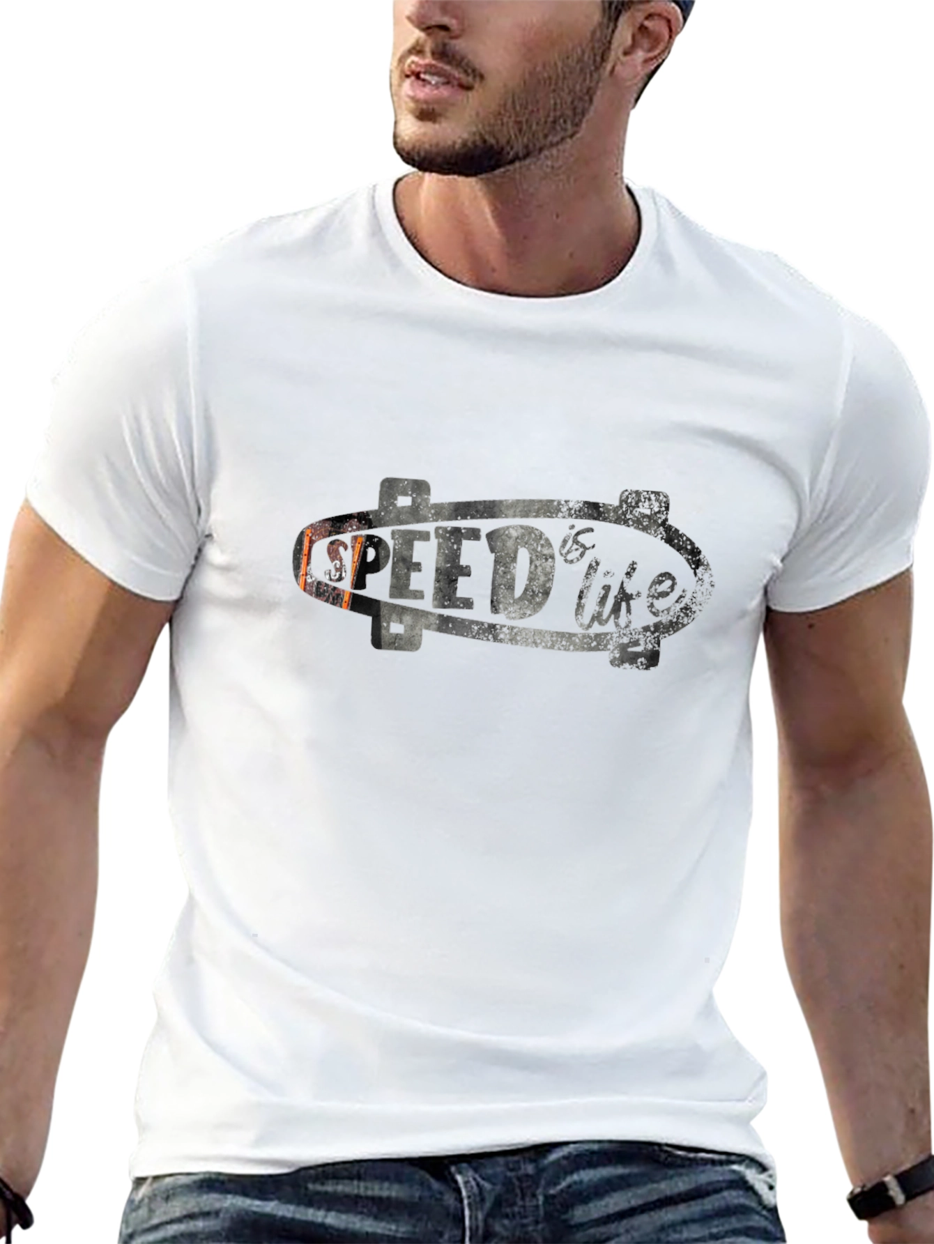 Camiseta Negra con Diseño de Skate Speed is Life