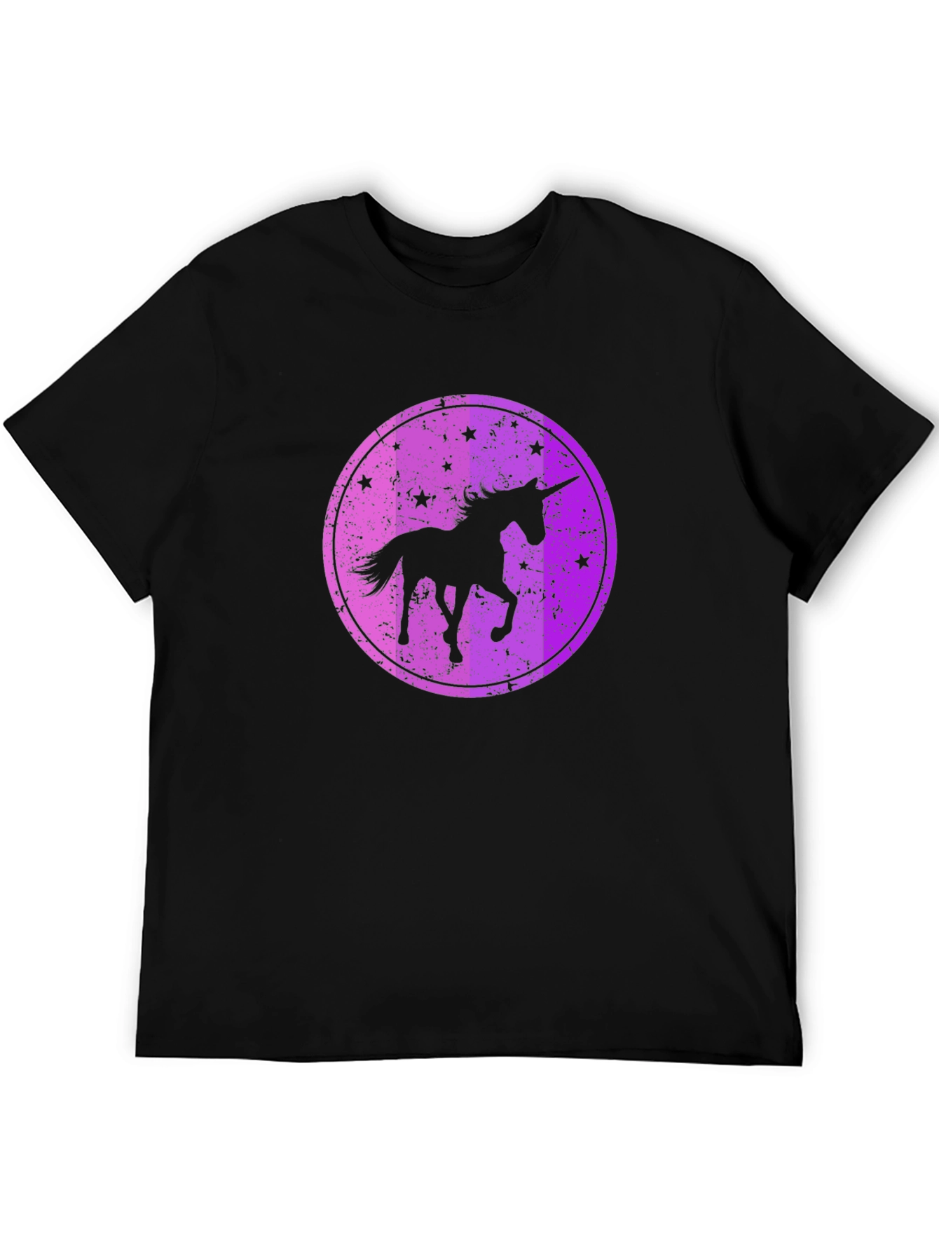 Camiseta Negra con Diseño Unicornio Estrellado