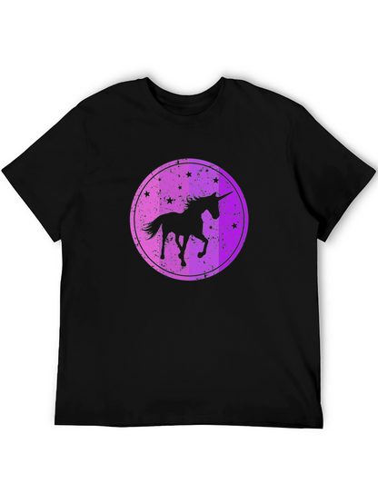 Camiseta Negra con Diseño Unicornio Estrellado