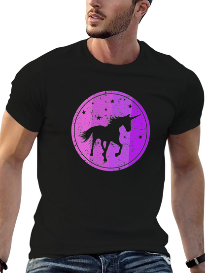 Camiseta Negra con Diseño Unicornio Estrellado