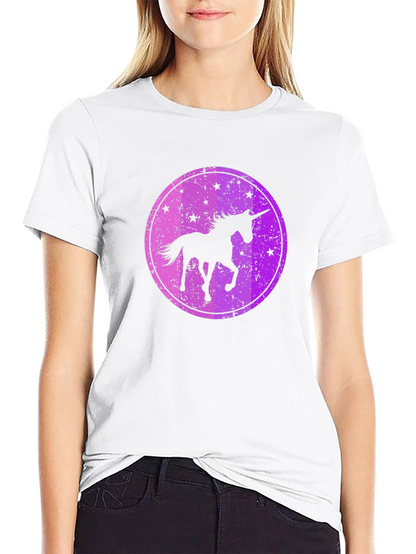 Camiseta Negra con Diseño Unicornio Estrellado