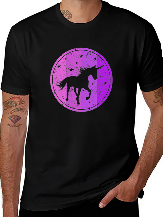 Camiseta Negra con Diseño Unicornio Estrellado