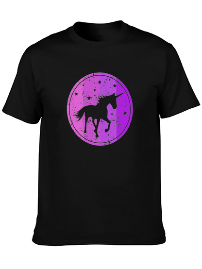 Camiseta Negra con Diseño Unicornio Estrellado