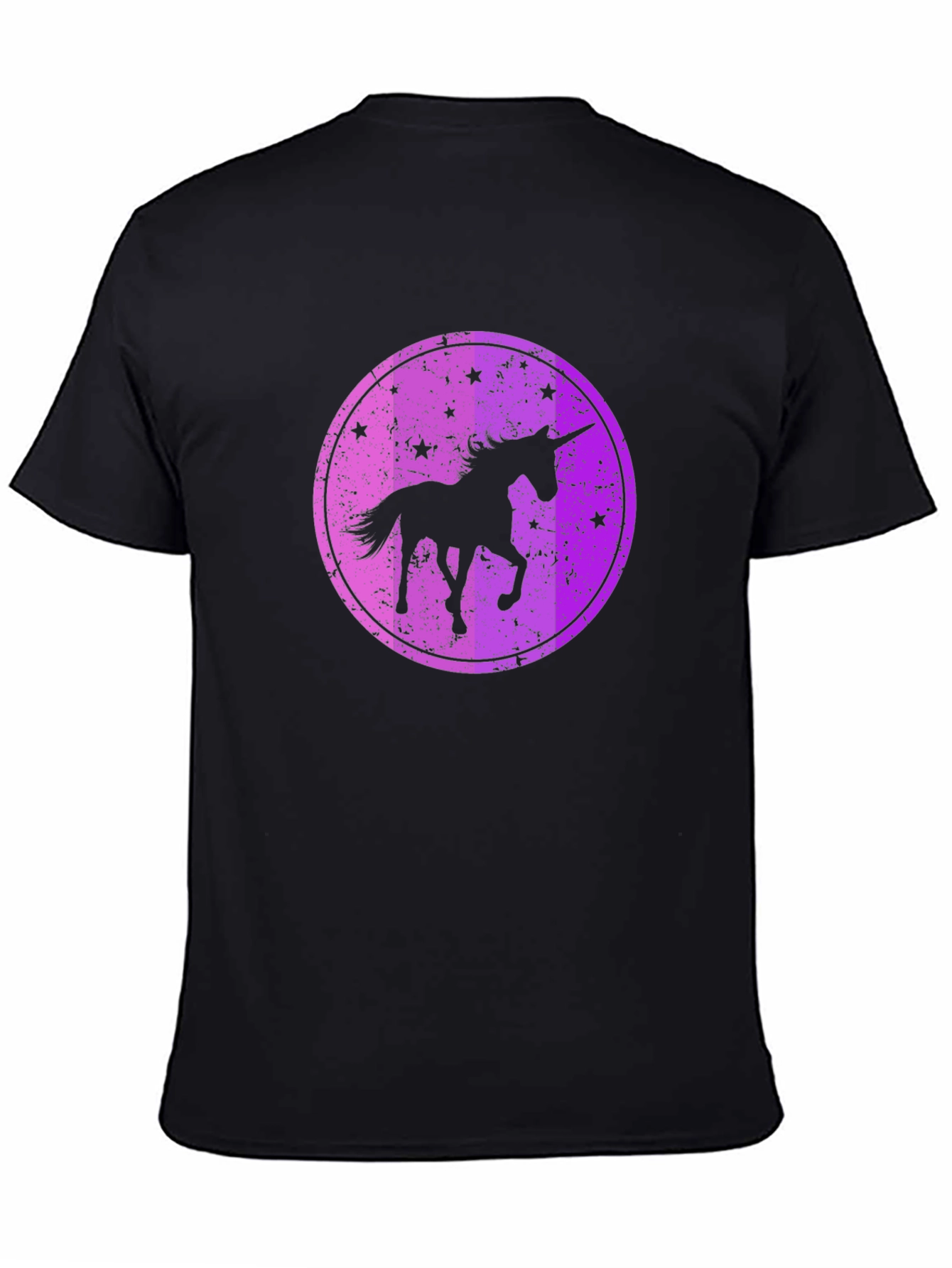 Camiseta Negra con Diseño Unicornio Estrellado