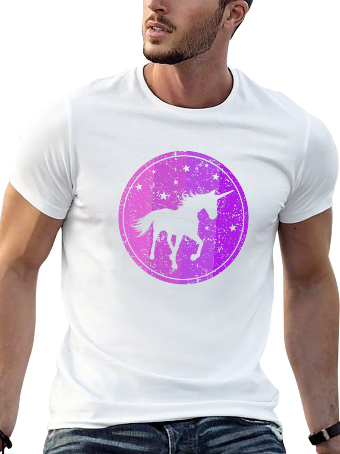Camiseta Negra con Diseño Unicornio Estrellado