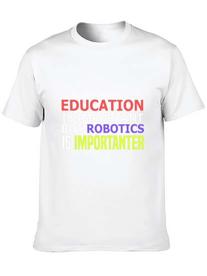 Camiseta Negra: Educación vs Robótica - ¡Importancia Divertida!