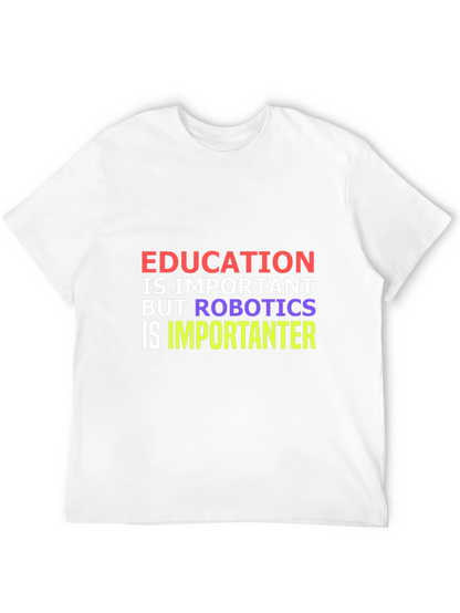Camiseta Negra: Educación vs Robótica - ¡Importancia Divertida!