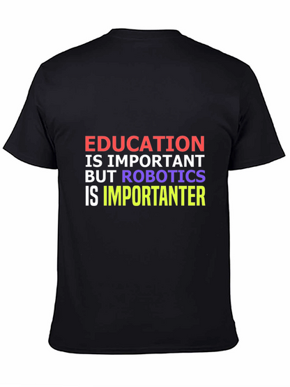 Camiseta Negra: Educación vs Robótica - ¡Importancia Divertida!