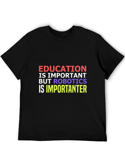 Camiseta Negra: Educación vs Robótica - ¡Importancia Divertida!