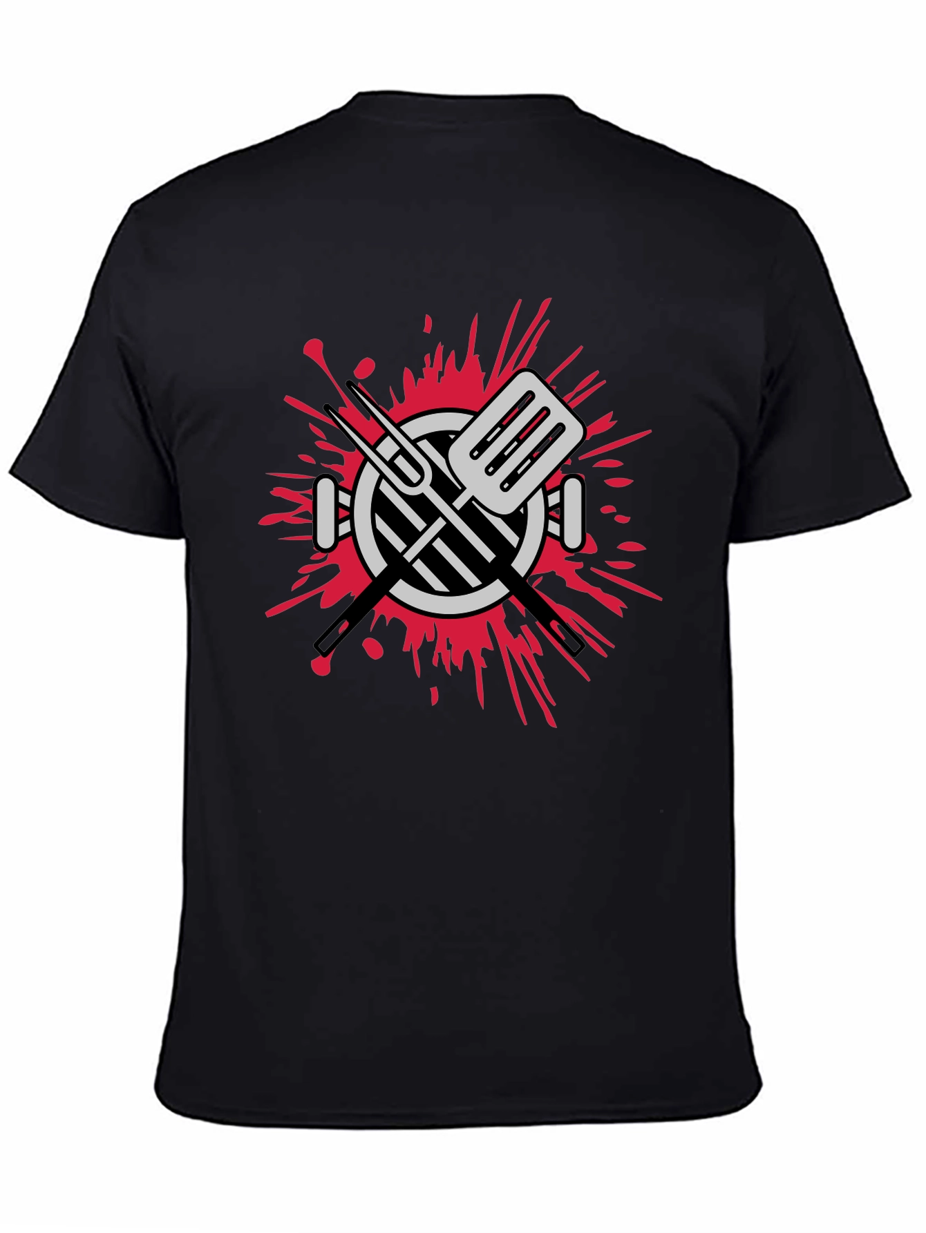 Camiseta Hombre Negra Parrilla Barbacoa Divertida