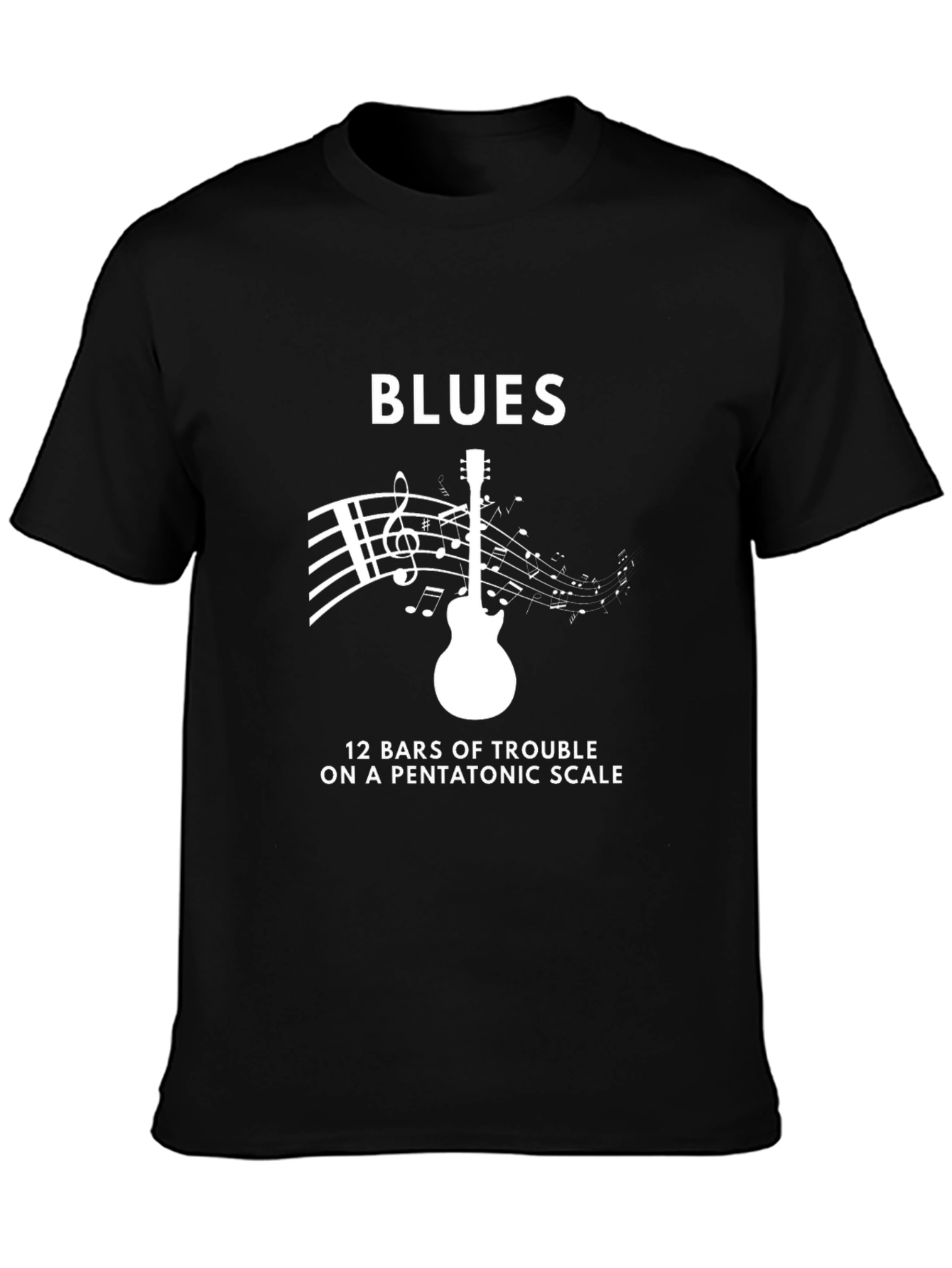 Camiseta Negra Blues: 12 Compases de Escala Pentatónica