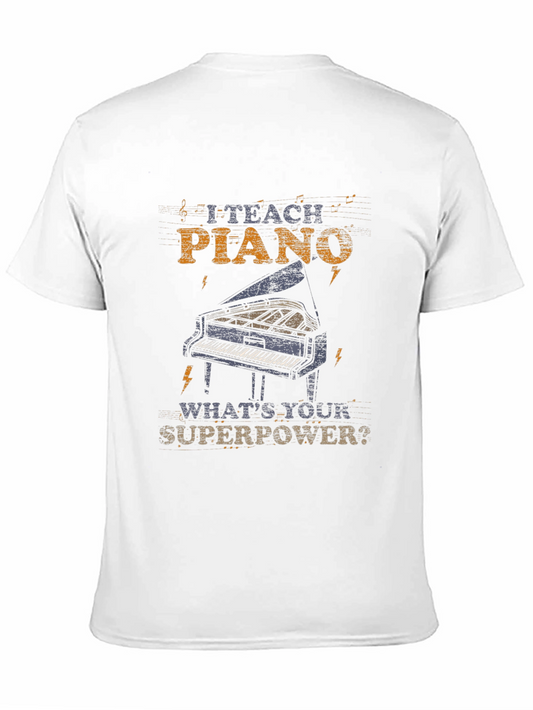 Camiseta Negra Profesor de Piano - ¿Cuál es tu Superpoder?