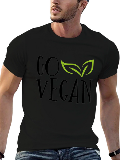 Camiseta Negra Go Vegan con Hojas