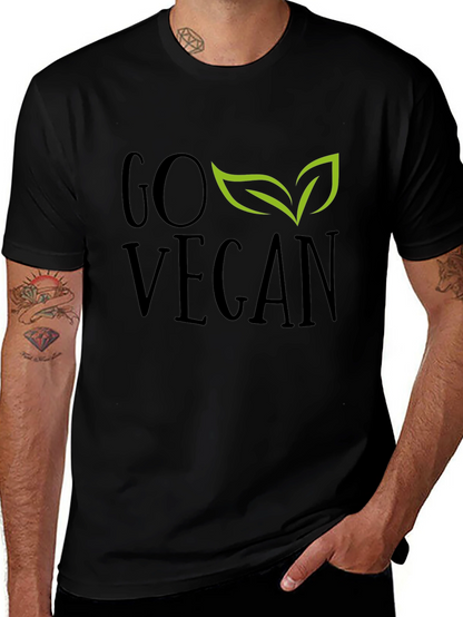 Camiseta Negra Go Vegan con Hojas