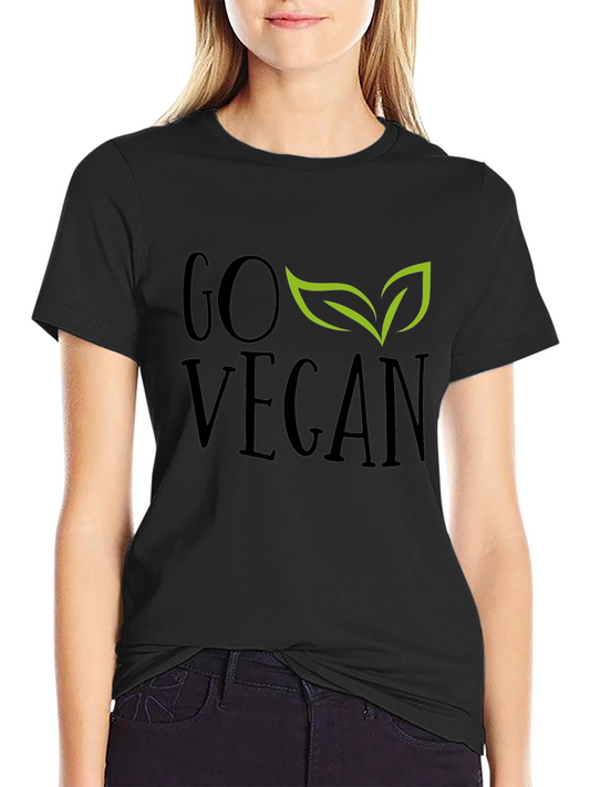 Camiseta Negra Go Vegan con Hojas