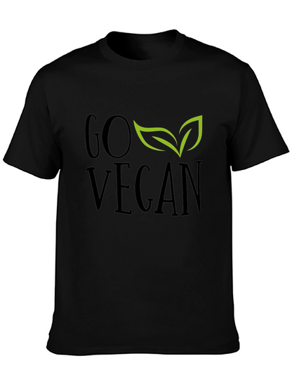 Camiseta Negra Go Vegan con Hojas