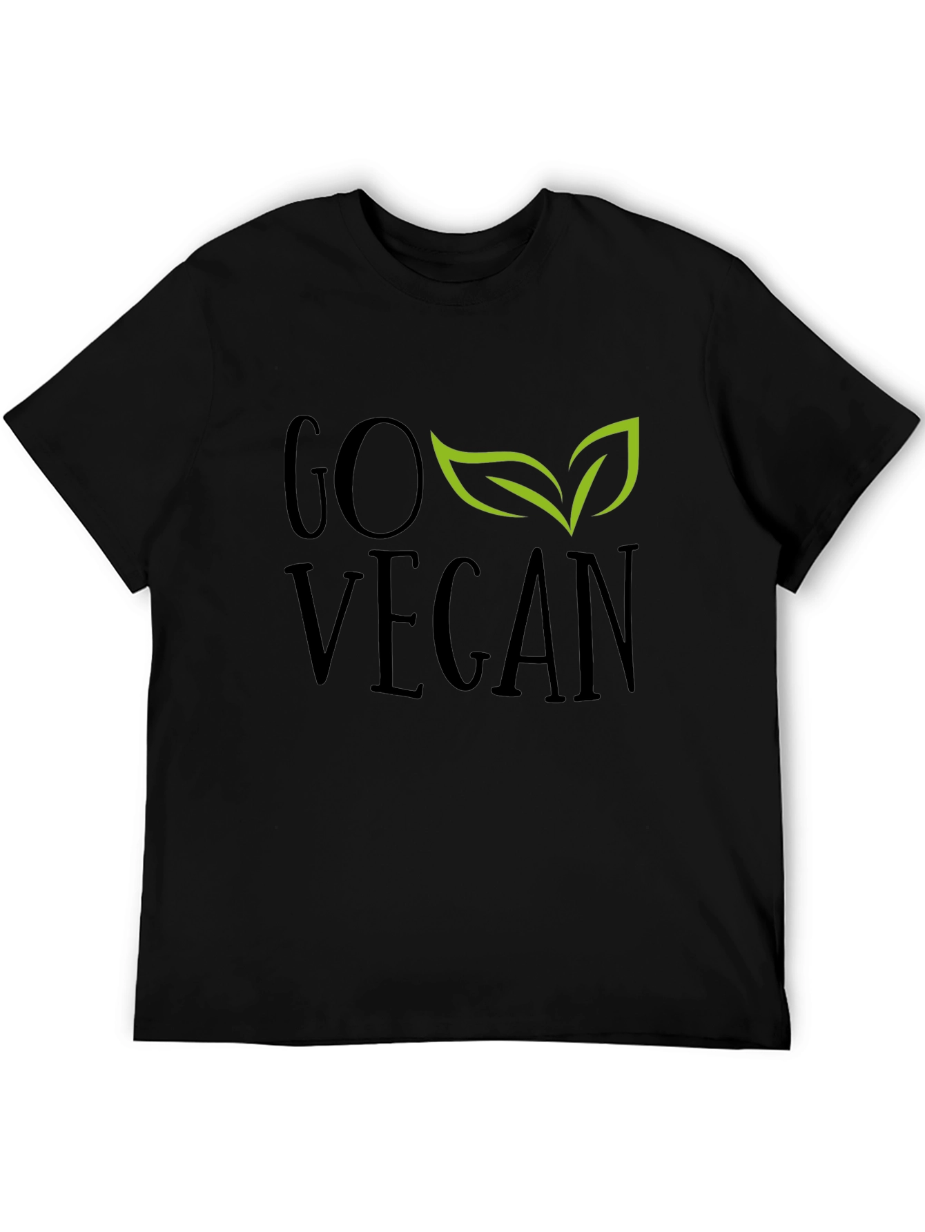 Camiseta Negra Go Vegan con Hojas
