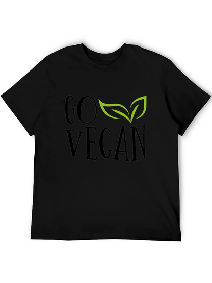 Camiseta Negra Go Vegan con Hojas