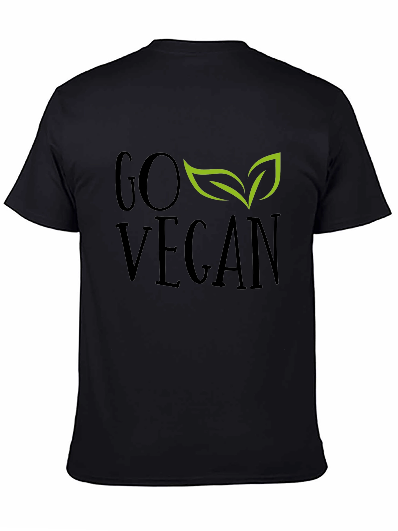 Camiseta Negra Go Vegan con Hojas