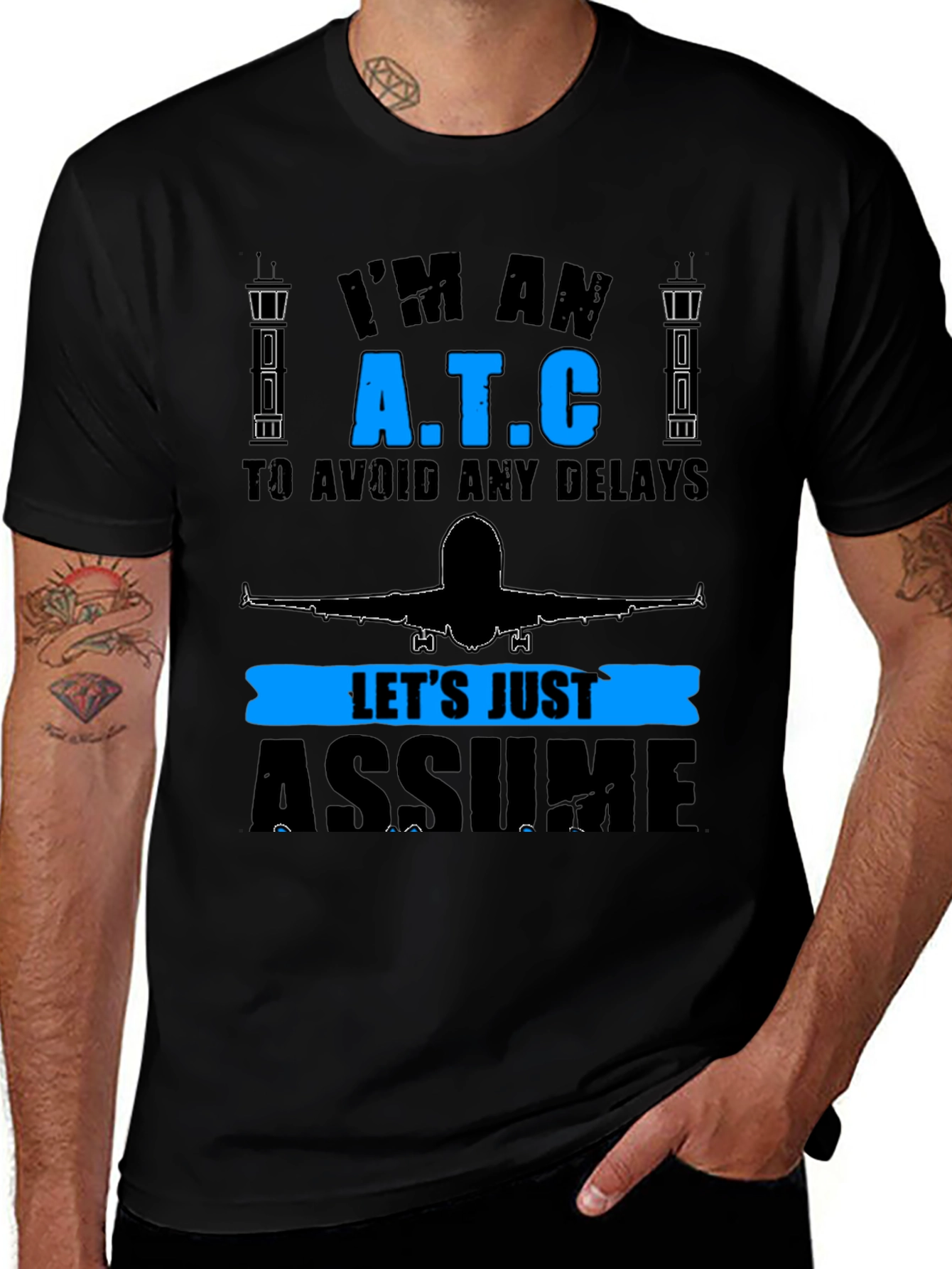 Camiseta Negra ATC: Control de Tráfico Aéreo