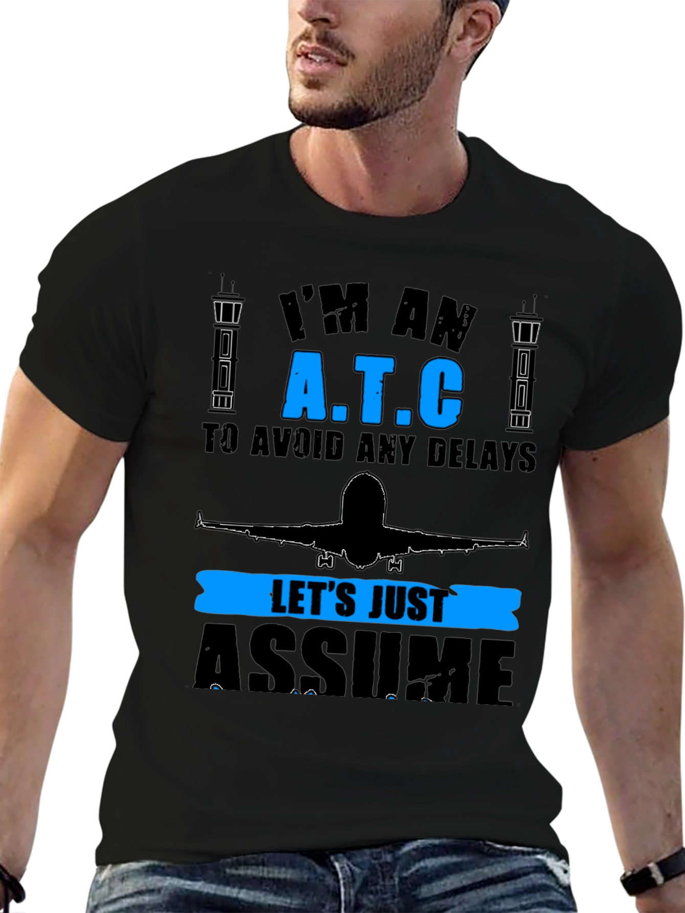Camiseta Negra ATC: Control de Tráfico Aéreo