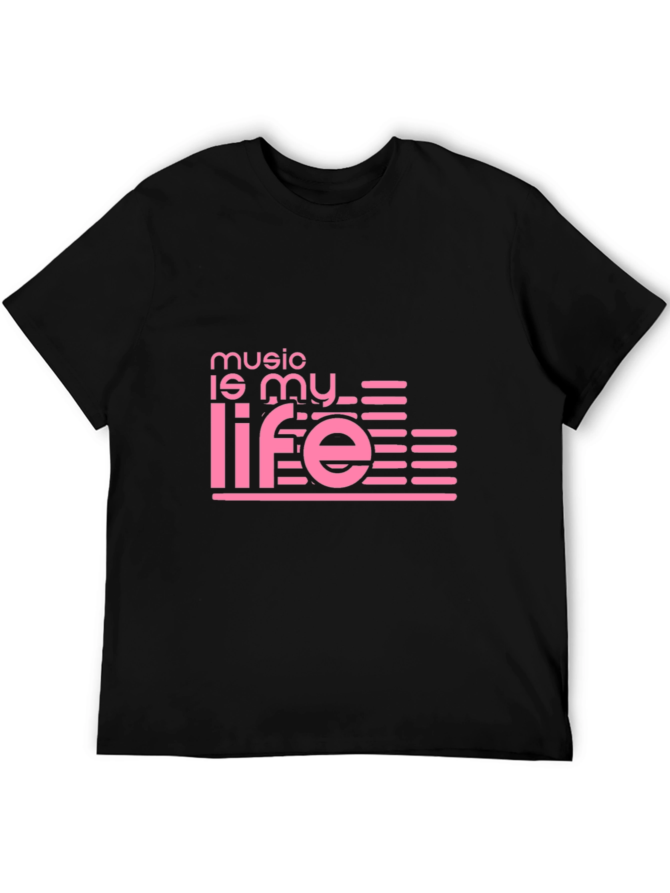 Camiseta Negra Music is My Life Diseño Moderno