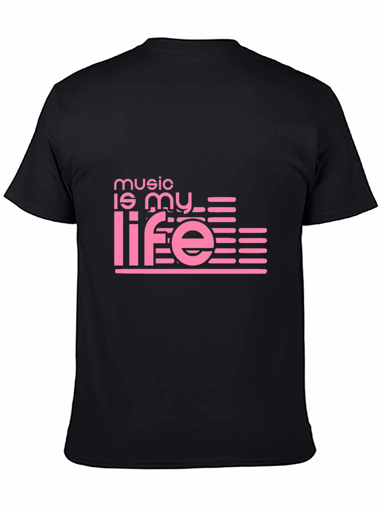 Camiseta Negra Music is My Life Diseño Moderno