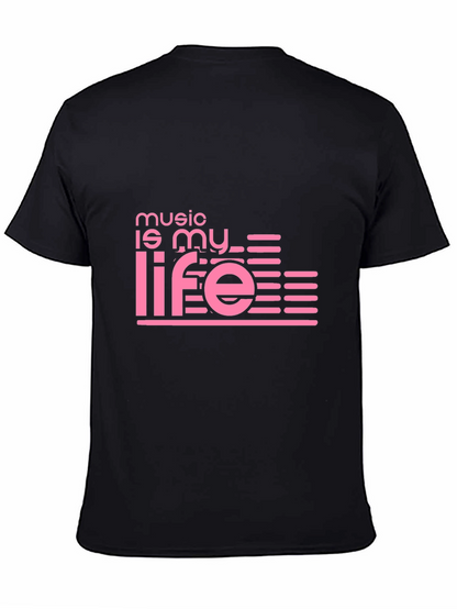 Camiseta Negra Music is My Life Diseño Moderno