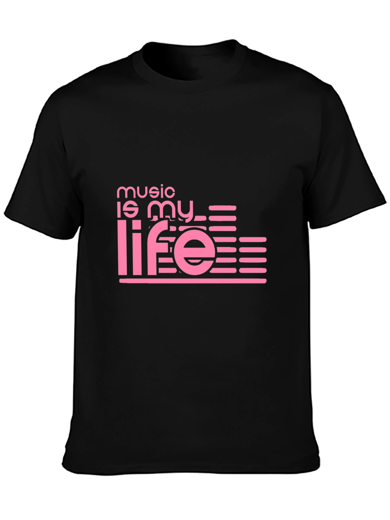 Camiseta Negra Music is My Life Diseño Moderno