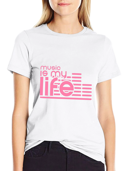 Camiseta Negra Music is My Life Diseño Moderno