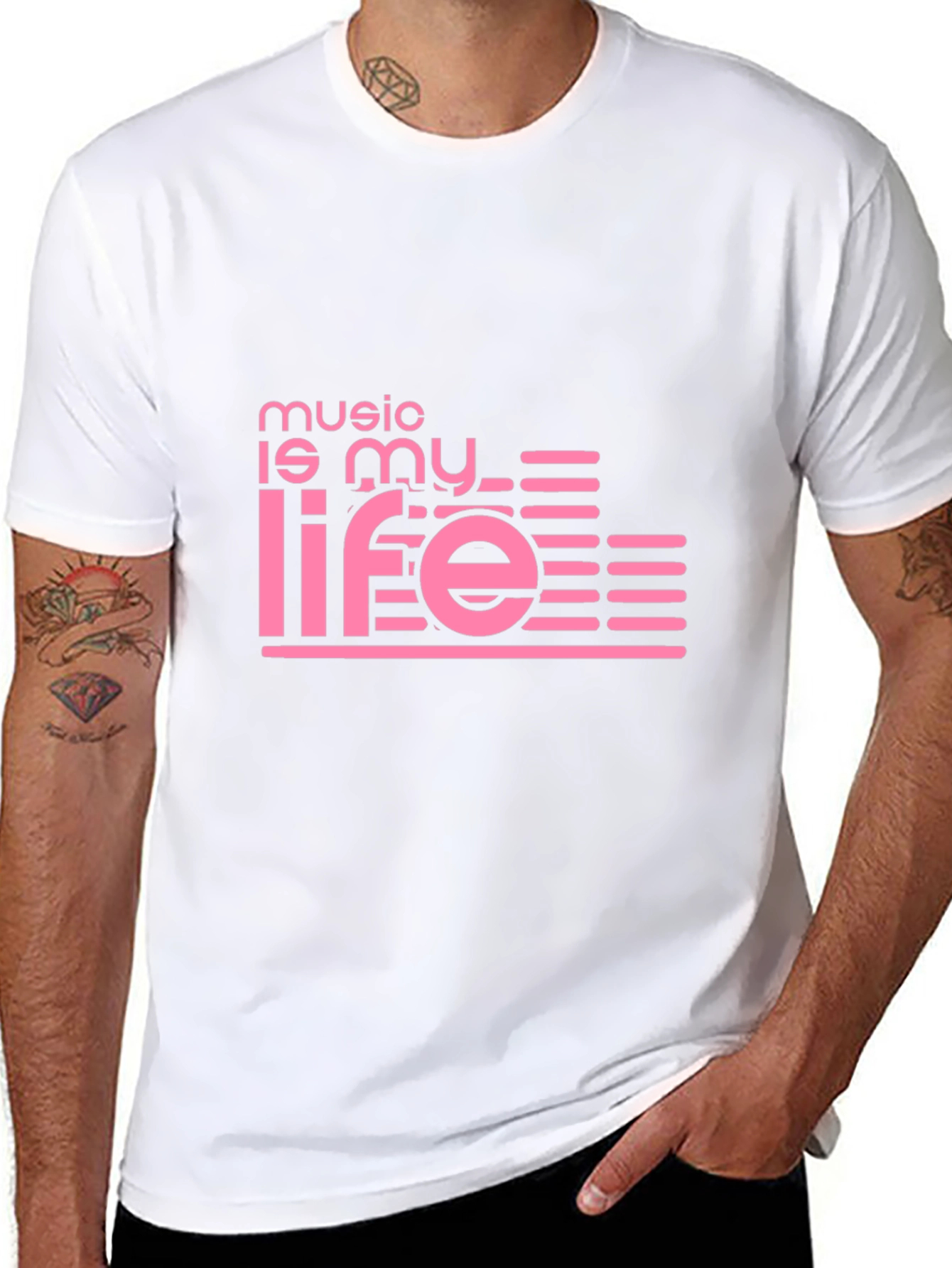 Camiseta Negra Music is My Life Diseño Moderno