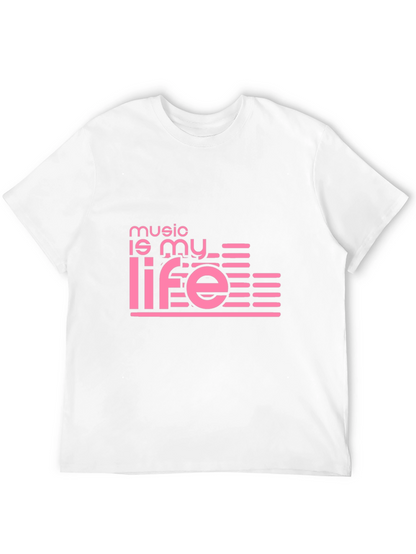 Camiseta Negra Music is My Life Diseño Moderno