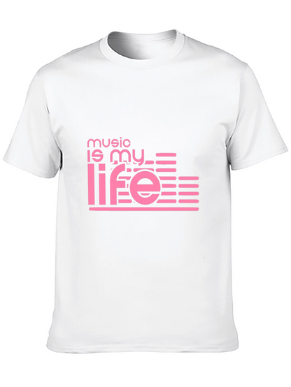 Camiseta Negra Music is My Life Diseño Moderno