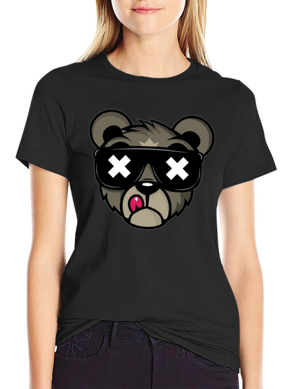 Camiseta Negra con Diseño de Oso Cool