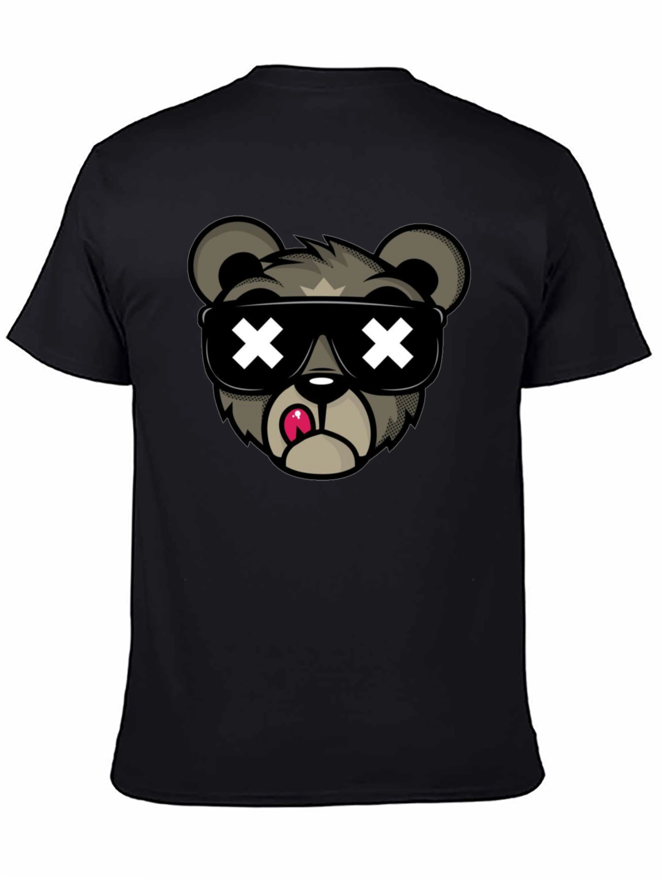 Camiseta Negra con Diseño de Oso Cool