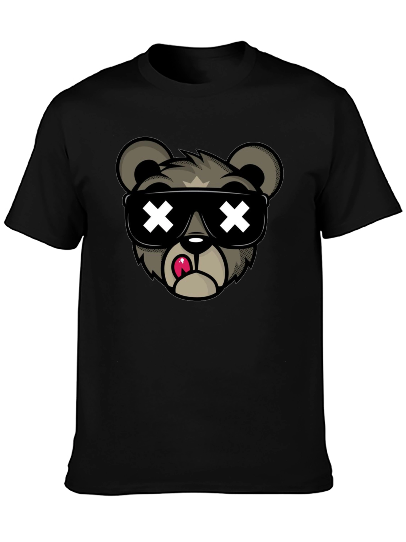 Camiseta Negra con Diseño de Oso Cool