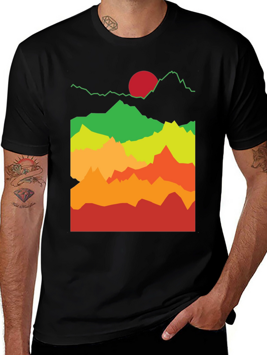 Camiseta Montañas Coloridas Estilo Retro