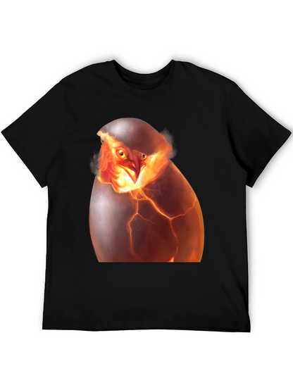 Camiseta Negra con Diseño de Ave Fénix Rompiendo Huevo