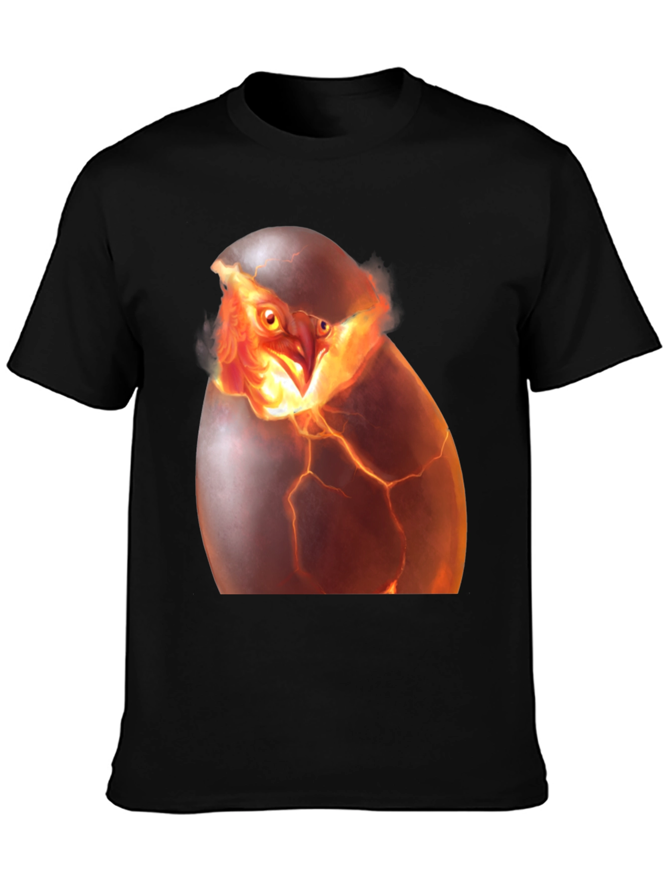 Camiseta Negra con Diseño de Ave Fénix Rompiendo Huevo