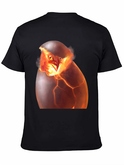 Camiseta Negra con Diseño de Ave Fénix Rompiendo Huevo