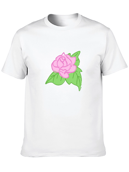 Camiseta Negra Hombre con Diseño de Rosa