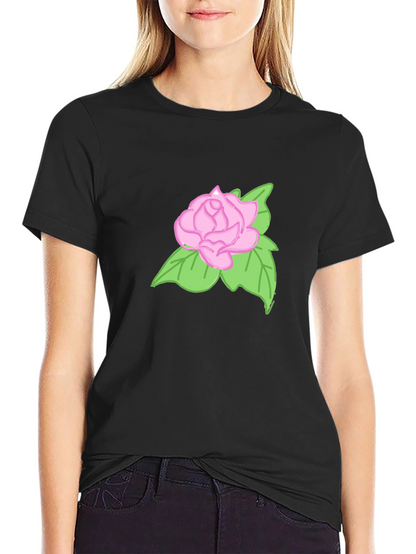 Camiseta Negra Hombre con Diseño de Rosa