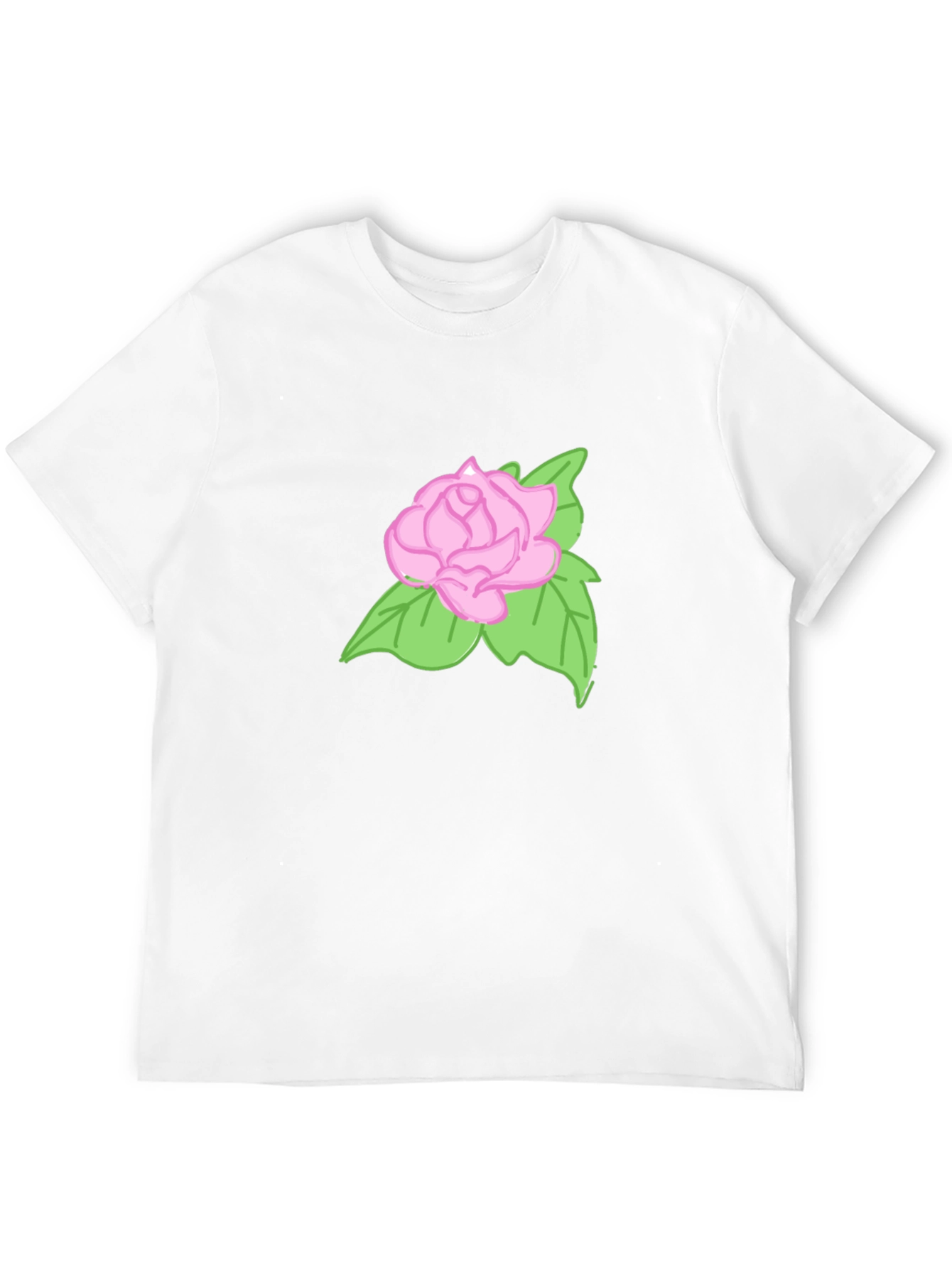 Camiseta Negra Hombre con Diseño de Rosa