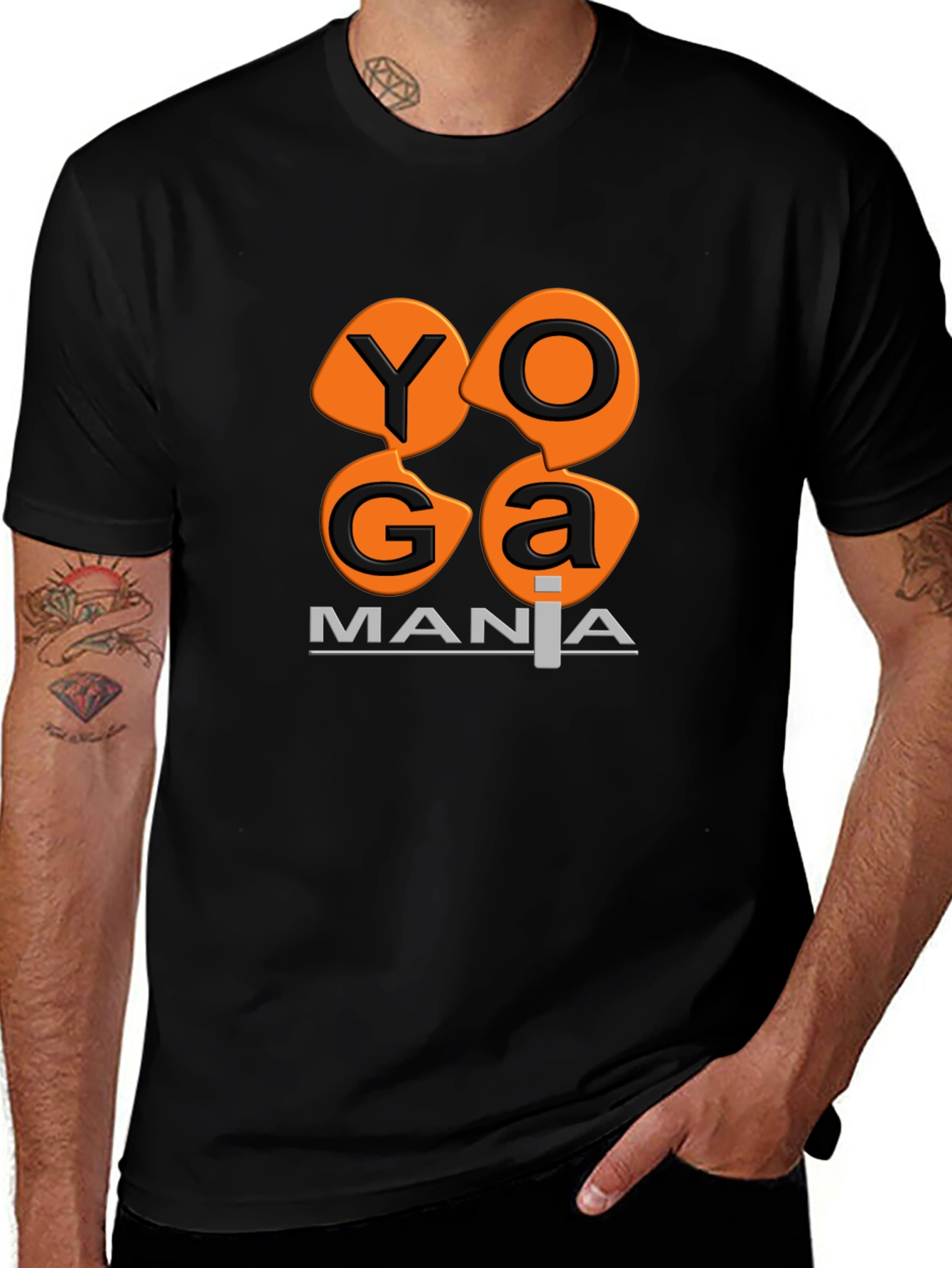 Camiseta Negra Yoga Mania Algodón