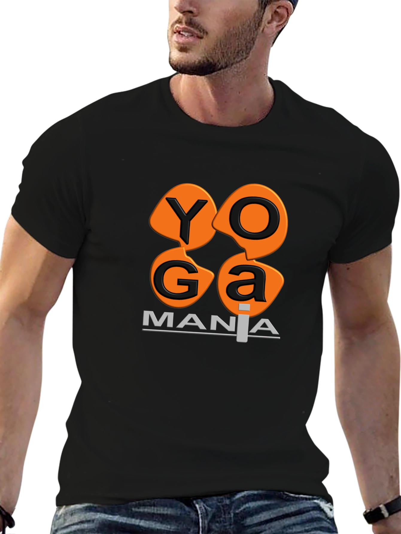 Camiseta Negra Yoga Mania Algodón