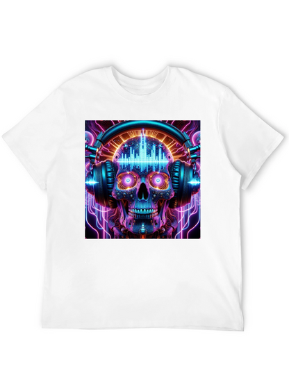 Camiseta Negra Calavera DJ Neón