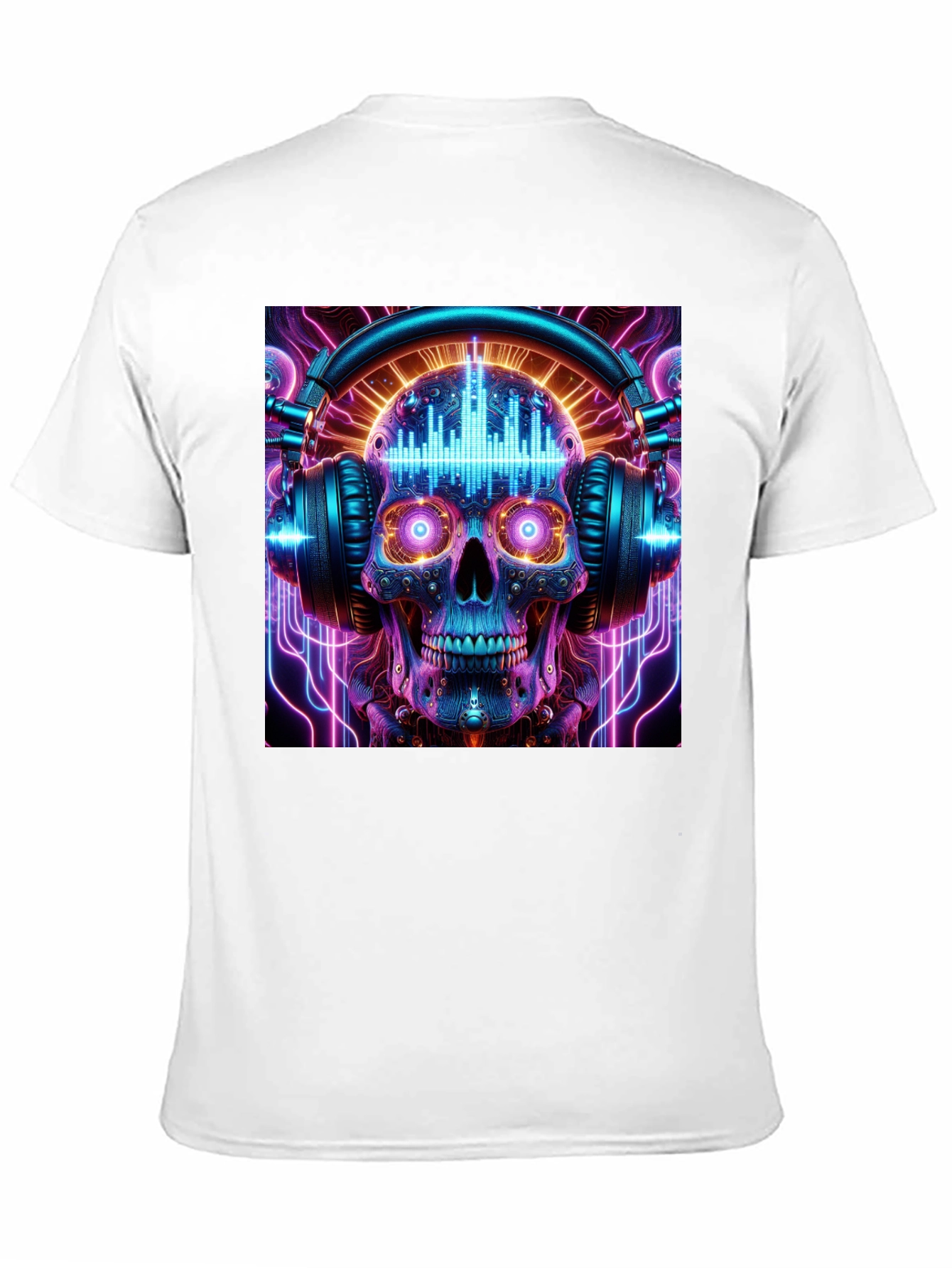 Camiseta Negra Calavera DJ Neón
