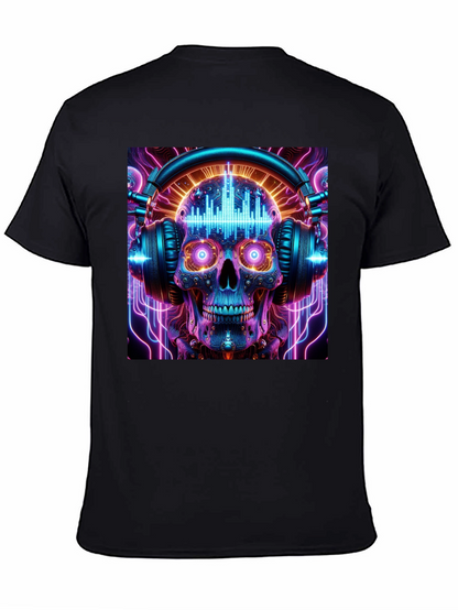 Camiseta Negra Calavera DJ Neón